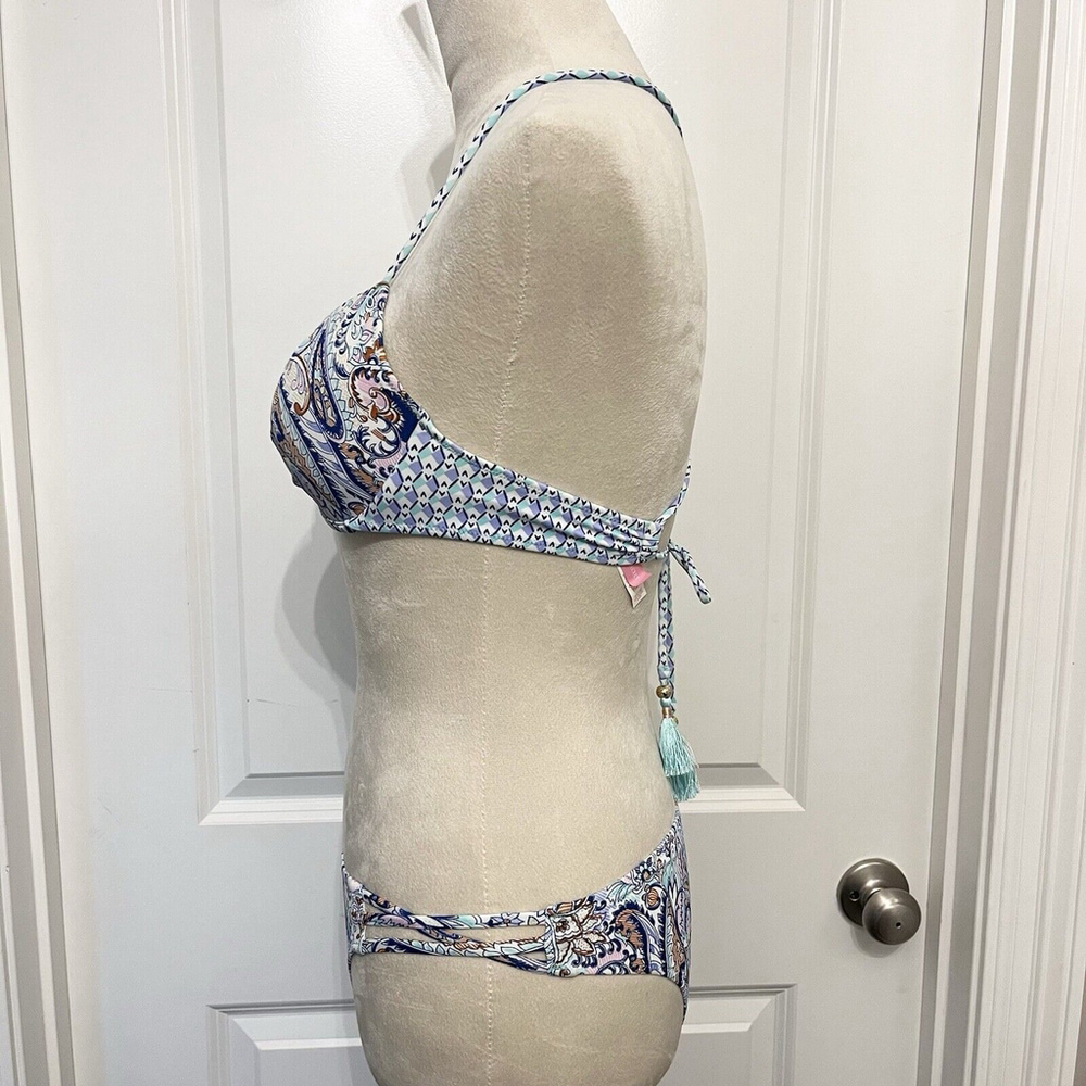 Victoria Secrets Bikini Set- 34B Padded Top- Small Bottom- Blue Purple Paisley - Picture 4 of 13